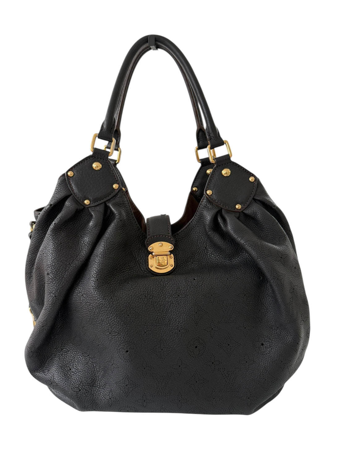 Louis Vuitton Mahina L Handtasche aus schwarzem weichem Kalbleder