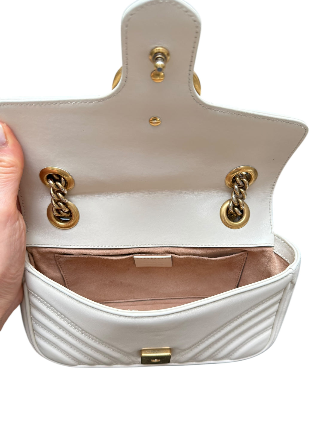 Gucci Marmont hellbeige Mini Schultertasche