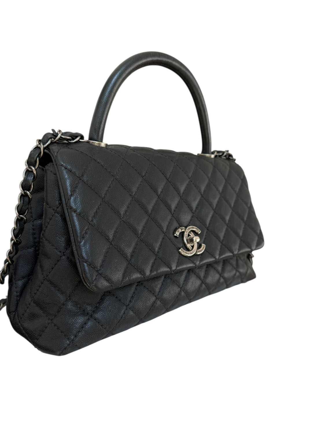 Chanel Coco Handle aus schwarzem Caviarleder