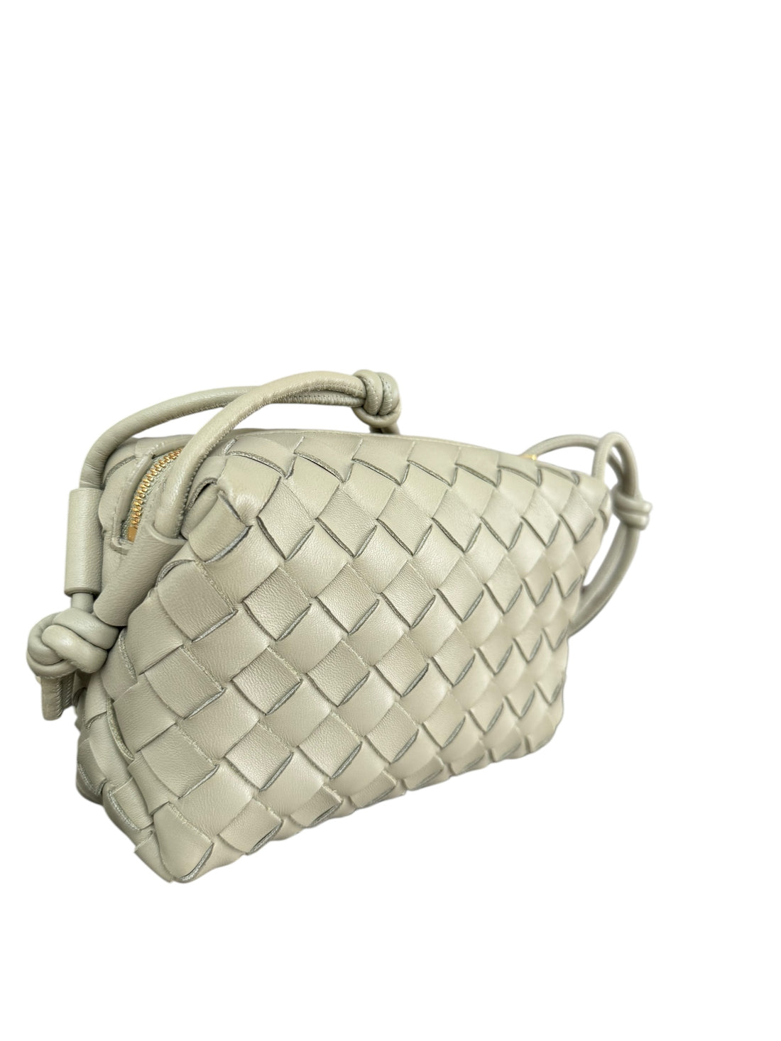 Bottega Veneta Mini Loop Camerabag aus Intrecciato Leder in der Farbe Travertine