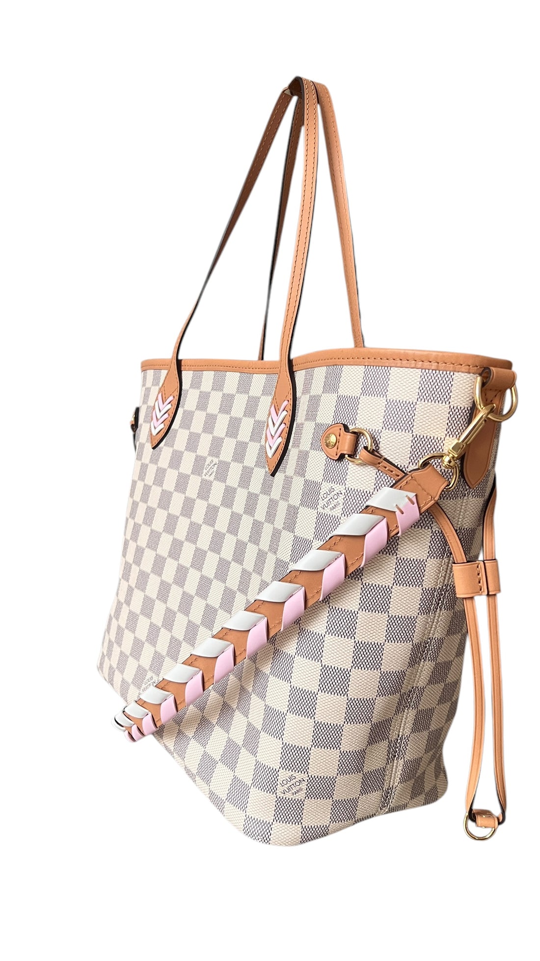 Louis Vuitton Neverfull Damier Azur Braided Rose