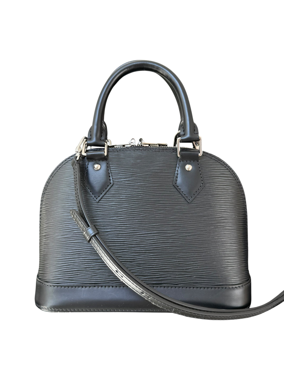 Louis Vuitton Alma BB aus schwarzem Epi Leder und silberfarbener Hardware