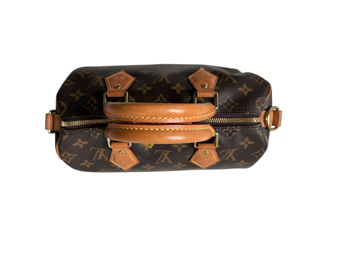 Louis Vuitton Speedy Monogram Canvas 25 mit abnehmbarem und verstellbarem Schulterriemen.