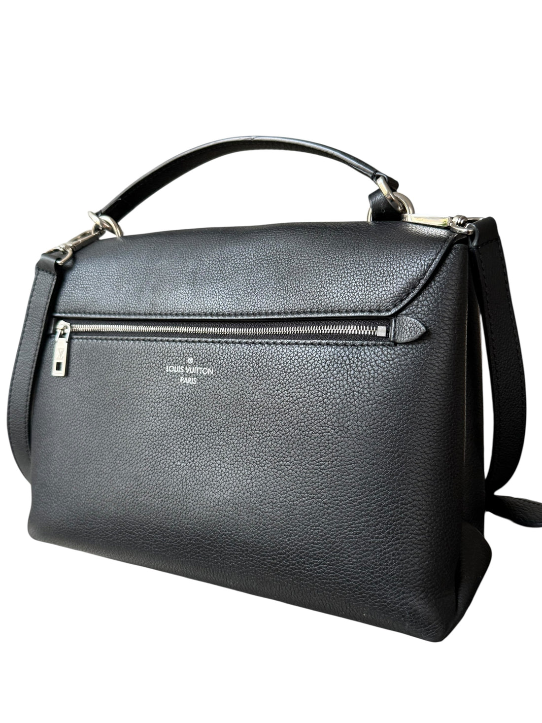 Louis Vuitton My LockMe aus genarbtem schwarzem Kalbsleder mit abnehm- und verstellbarem Schulterriemen