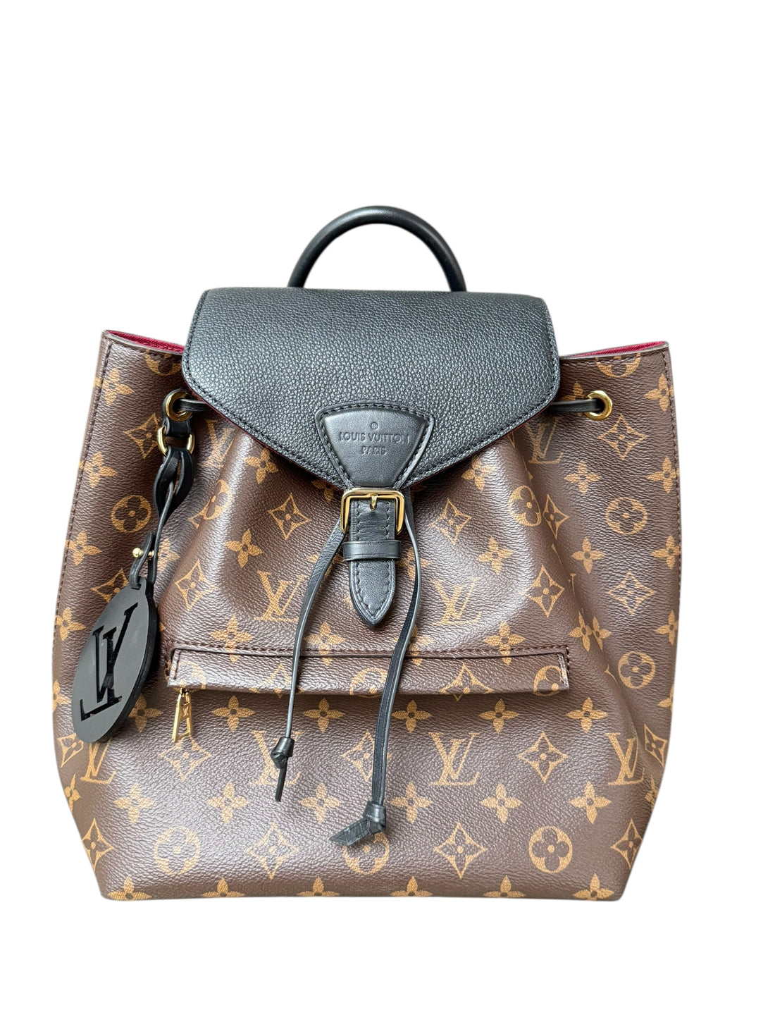 Louis Vuitton Montsouris PM Monogram schwarz. Lederbesatz. Herstellungsjahr 2021.