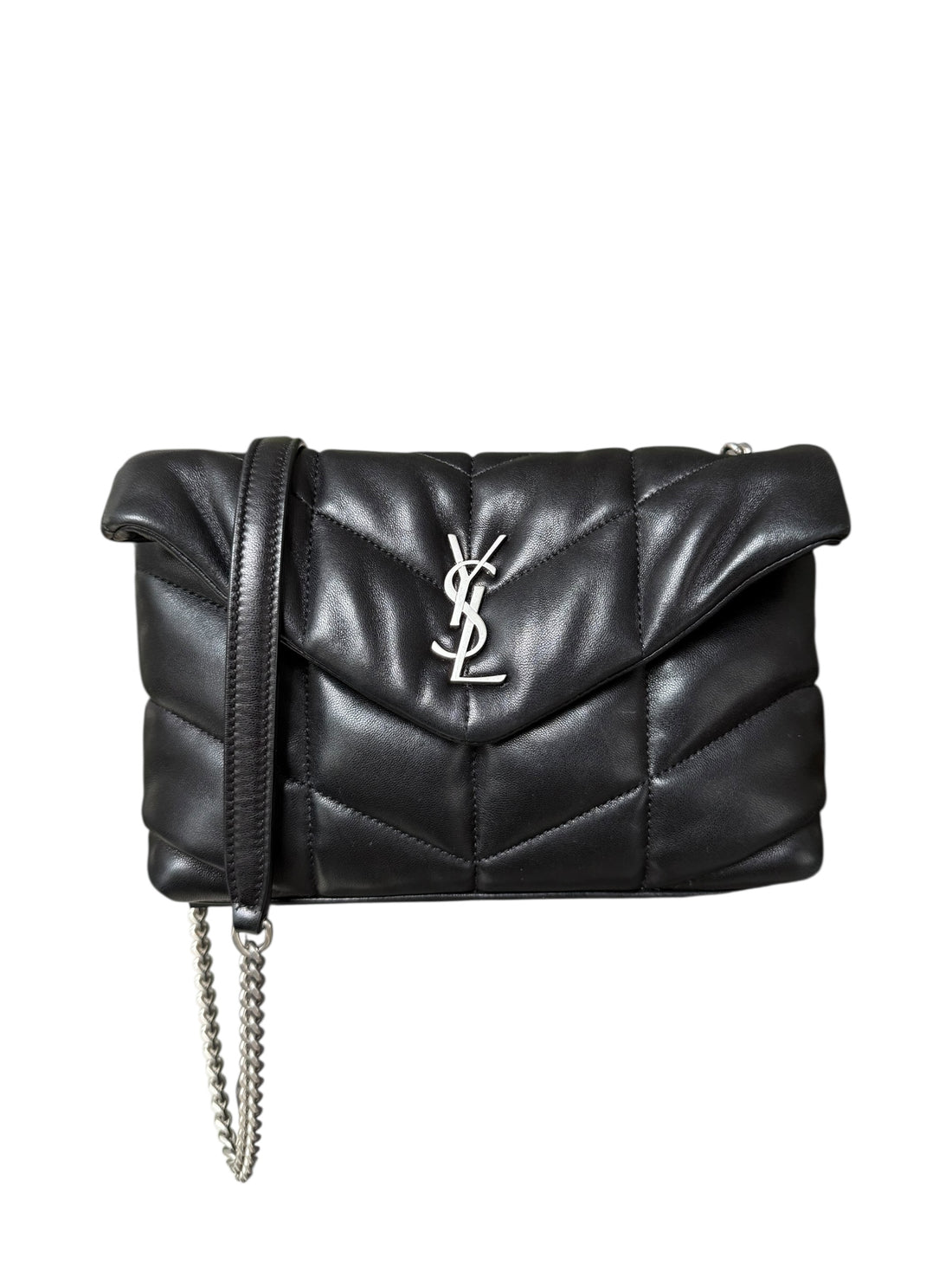 YSL Saint Laurent Puffer Mini aus schwarzem Lammleder