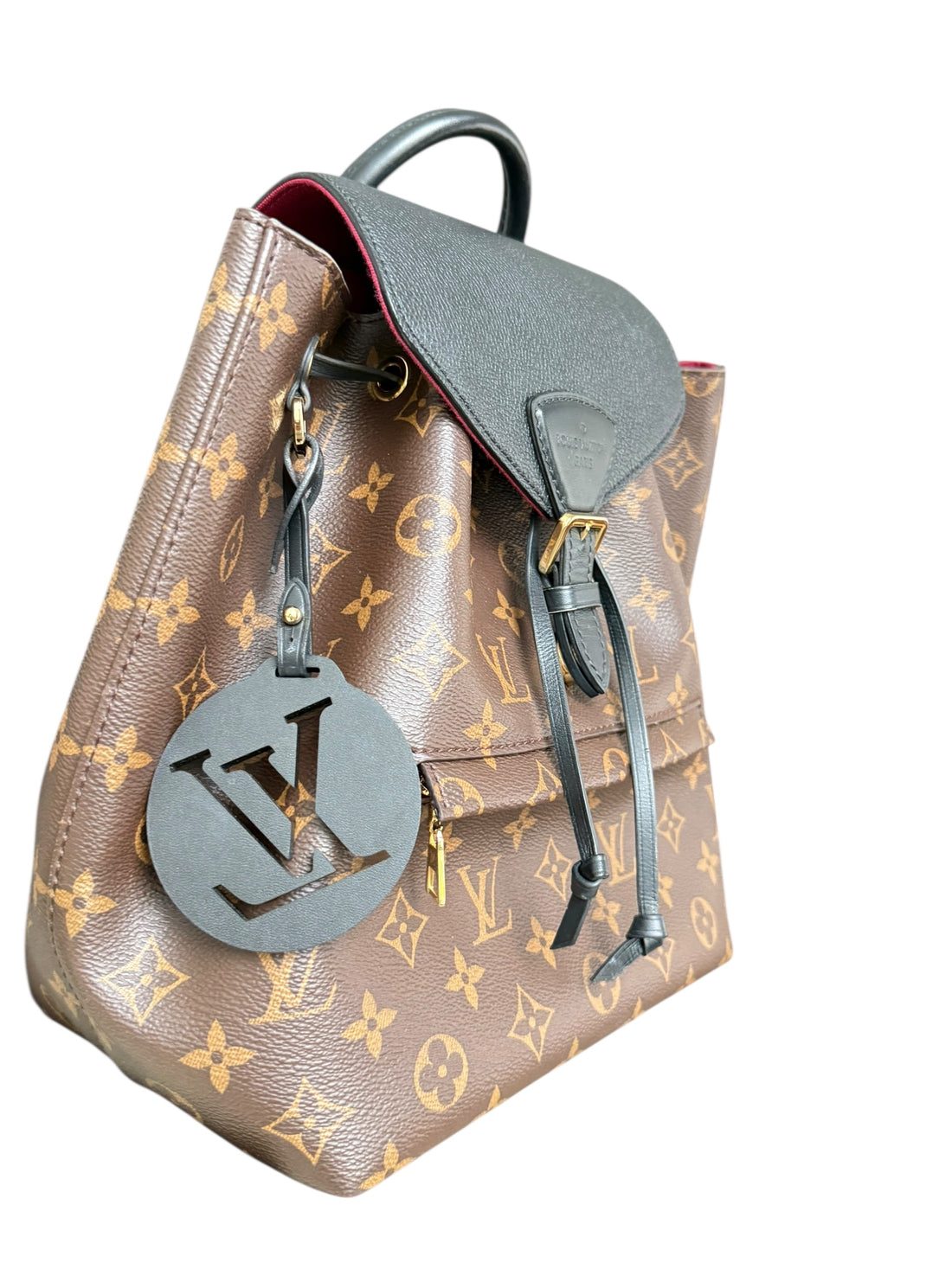 Louis Vuitton Montsouris PM Monogram schwarz. Lederbesatz. Herstellungsjahr 2021.