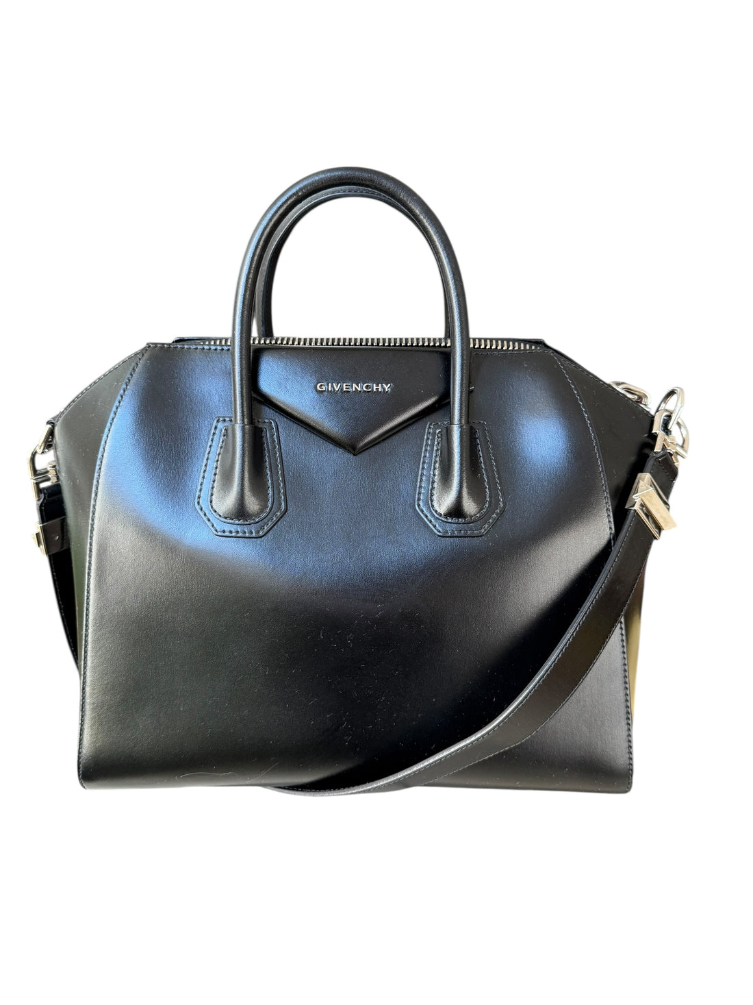 Givenchy Antigona Medium mittelgrosse Hand- oder Umhängetasche aus schwarzem Box-Kalbslede