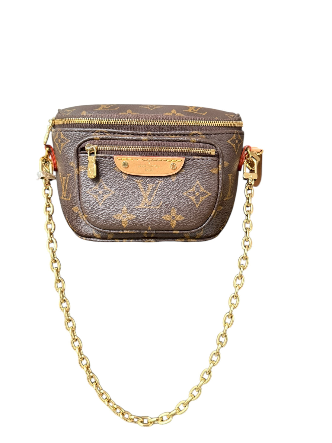 Louis Vuitton Mini Bumbag Monogram Canvas mit abnehmbarer Kette und abnehmbarem- und verstellbarem Schulterriemen