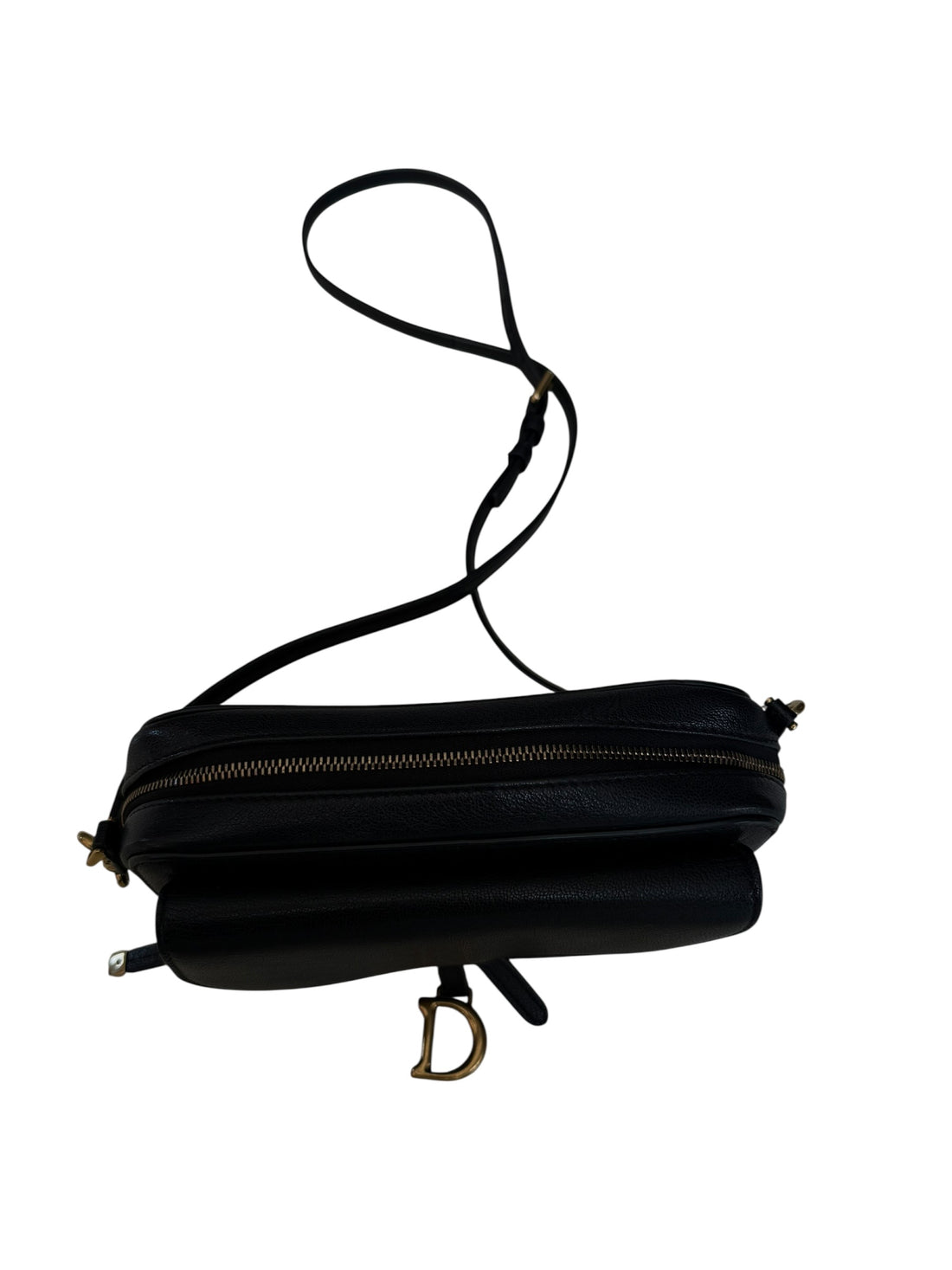 Dior Saddle Pouch aus schwarzem Ziegenleder und goldfarbener Hardware