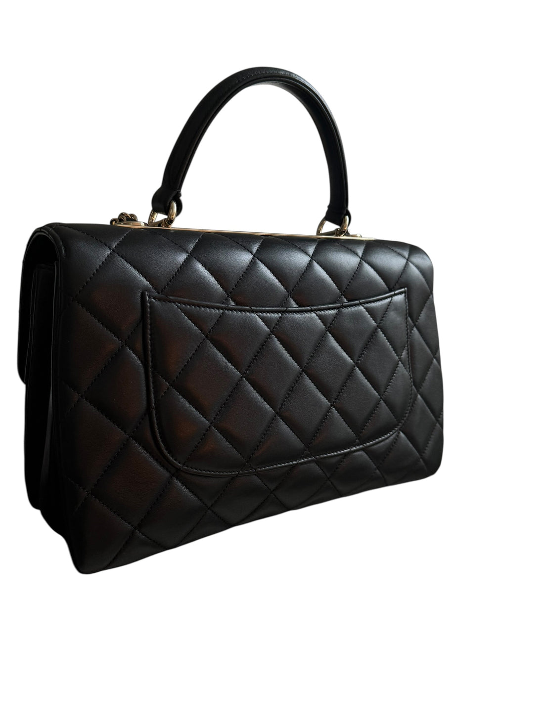Chanel Trendy CC mit Griff aus schwarzem Lammleder und goldfarbener Hardware