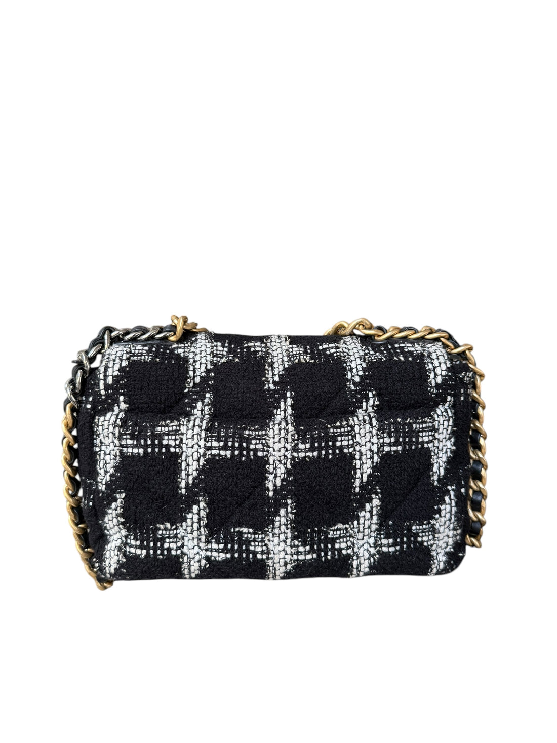 Chanel 19 Tweed schwarz / weiss small