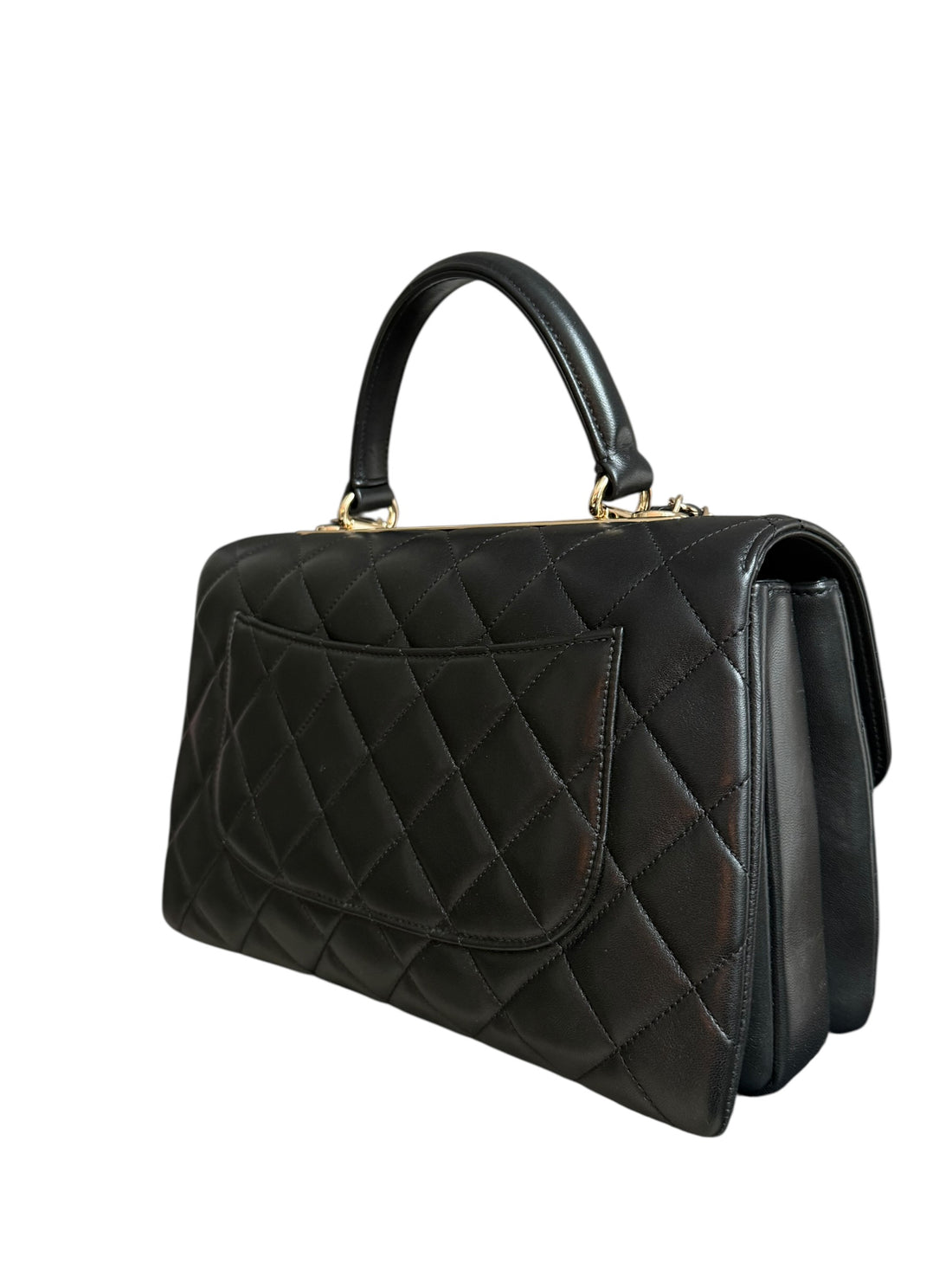 Chanel Trendy CC mit Griff aus schwarzem Lammleder und goldfarbener Hardware