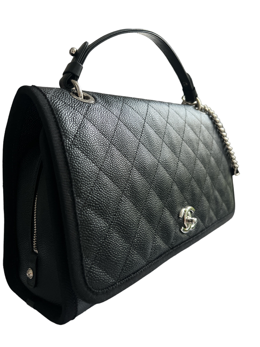 Chanel Coco Handle Flap Bag aus schwarzem Kaviarleder