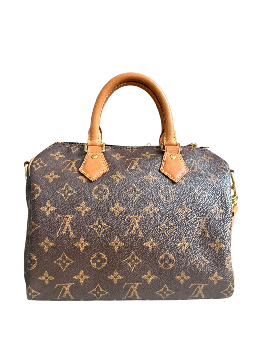 Louis Vuitton Speedy Monogram Canvas 25 mit abnehmbarem und verstellbarem Schulterriemen.