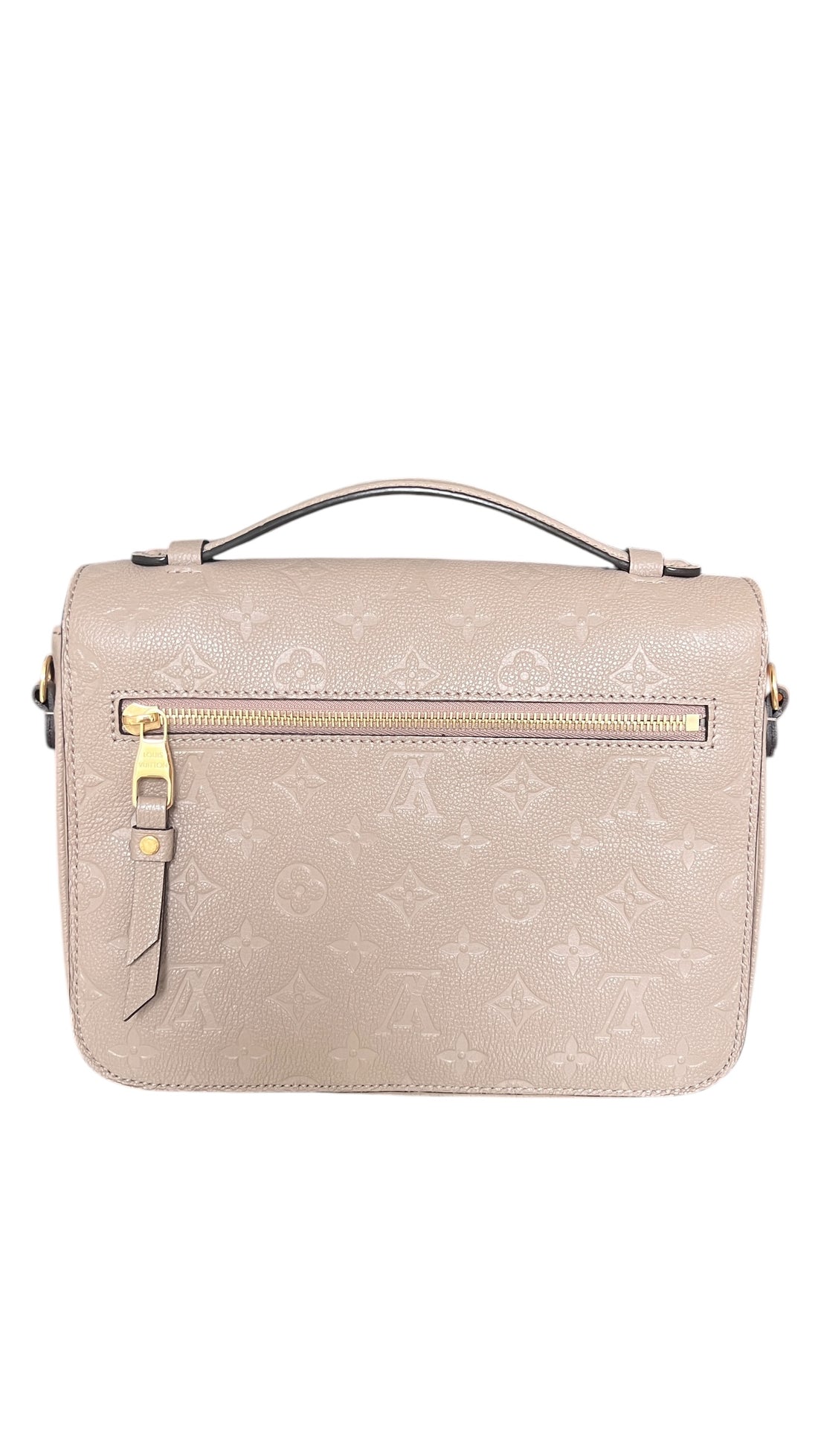 Louis Vuitton Metis Pochette in tourterelle Empreinte Leder