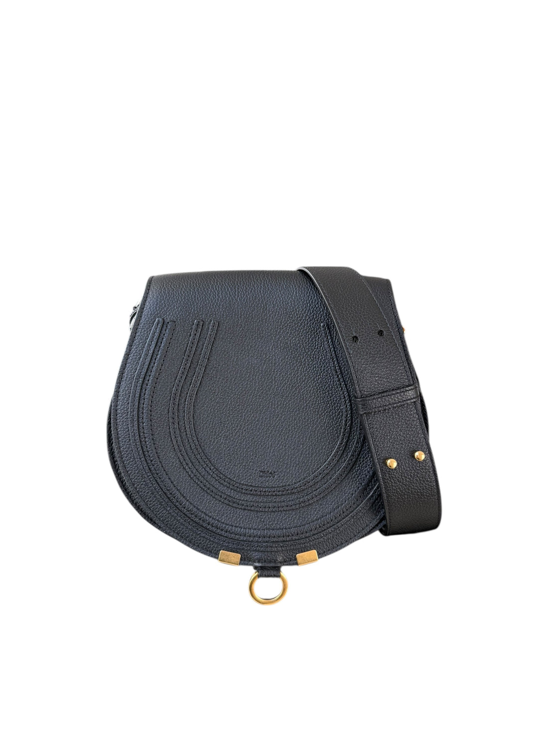 Chloé MARCIE Umhängetasche aus schwarzem genarbtem Kalbsleder