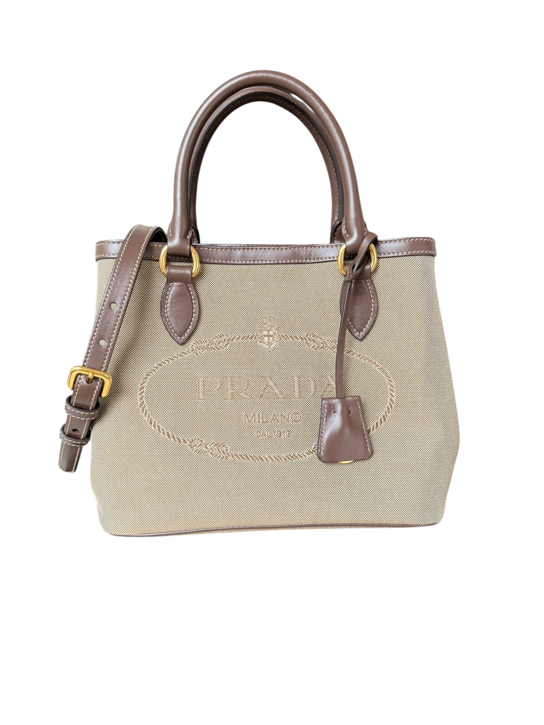 Prada Logo Jaquard Beige Canvas