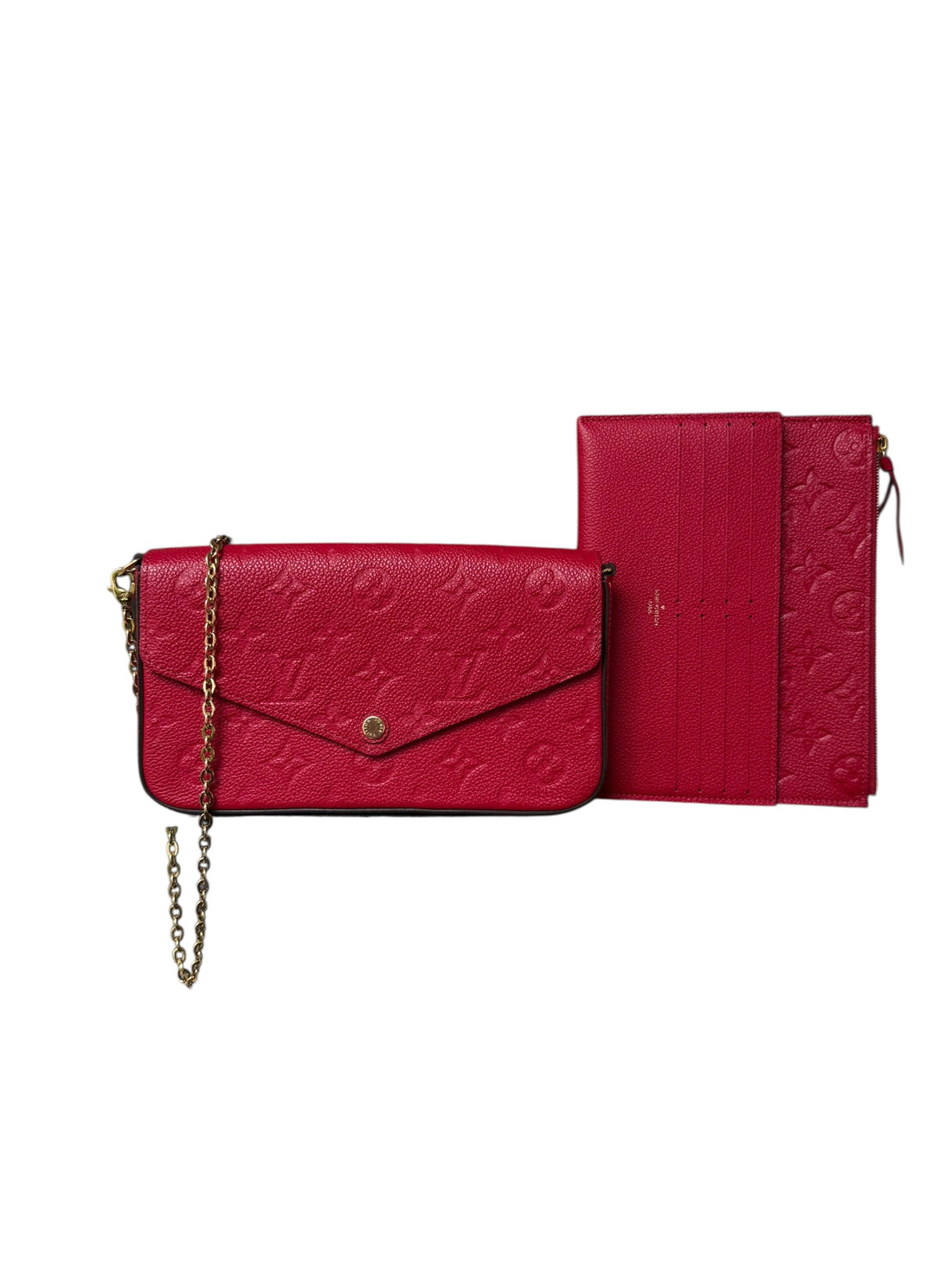 Louis Vuitton Felicie GM Empreinte Leder Farbe Scarlett dunkelrot mit abnehmbarer Kette