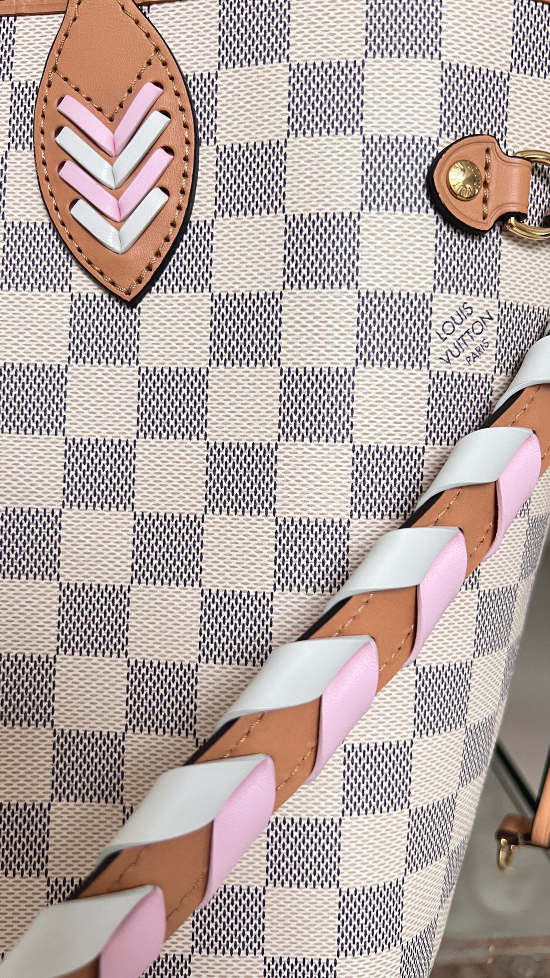 Louis Vuitton Neverfull Damier Azur Braided Rose