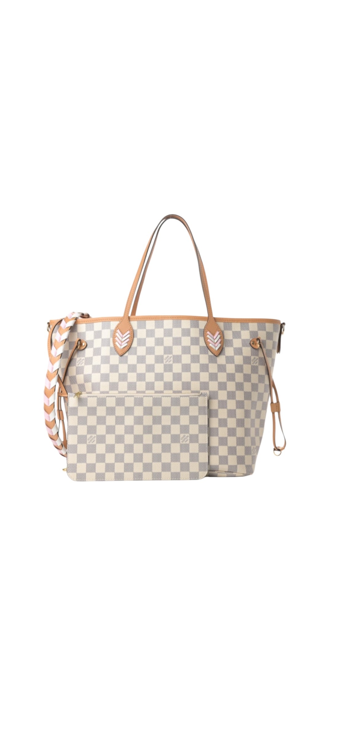 Louis Vuitton Neverfull Damier Azur Braided Rose