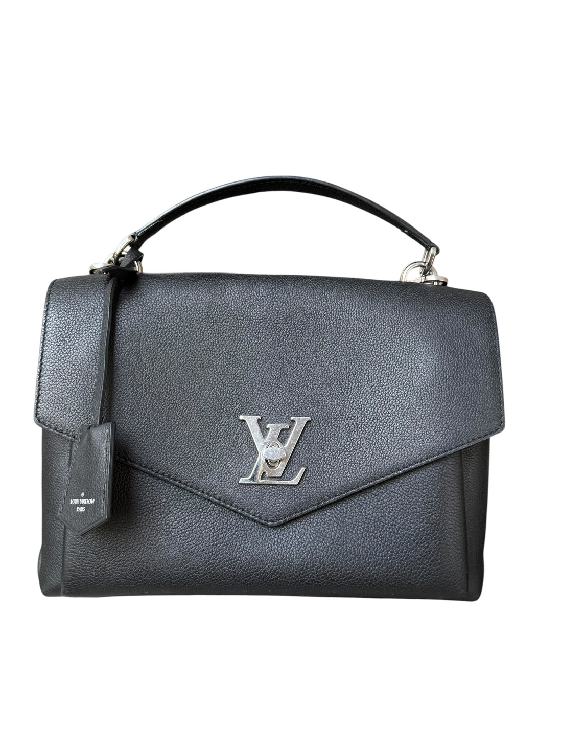 Louis Vuitton My LockMe aus genarbtem schwarzem Kalbsleder mit abnehm- und verstellbarem Schulterriemen