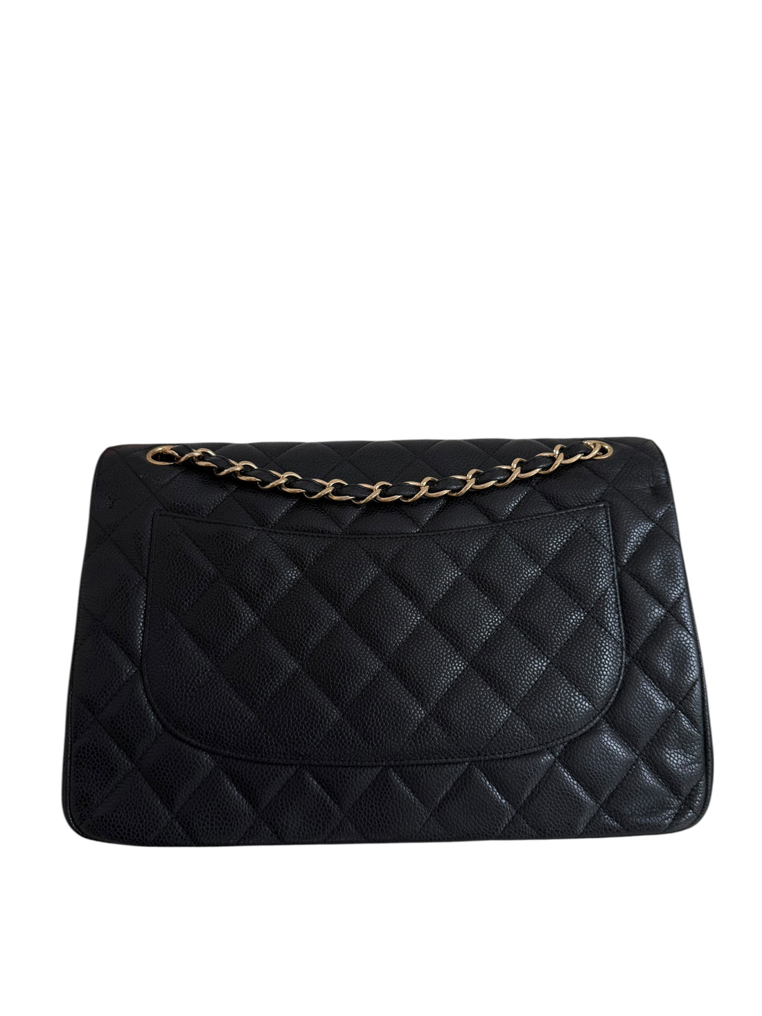 Chanel Classic Timeless Jumbo Double Flap Bag aus schwarzem Caviarleder