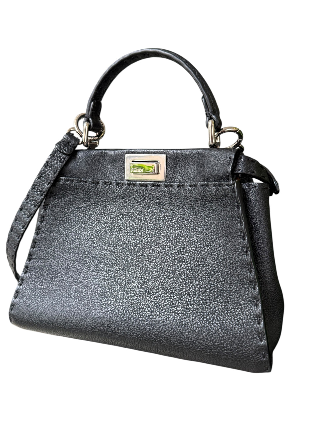 Peekaboo Mini Tasche Selleria in schwarz mit 1048 handgefertigten Nähten