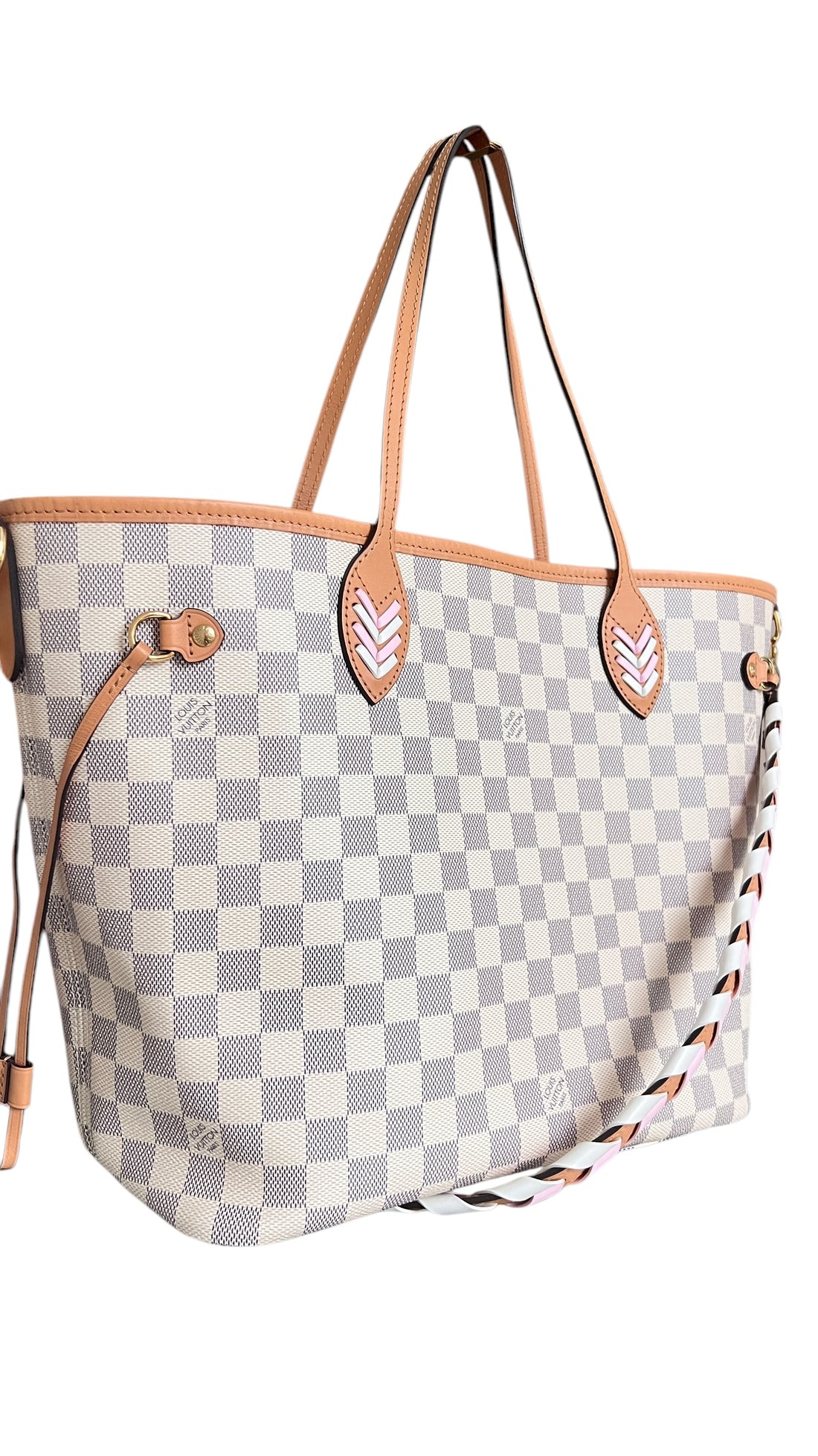Louis Vuitton Neverfull Damier Azur Braided Rose