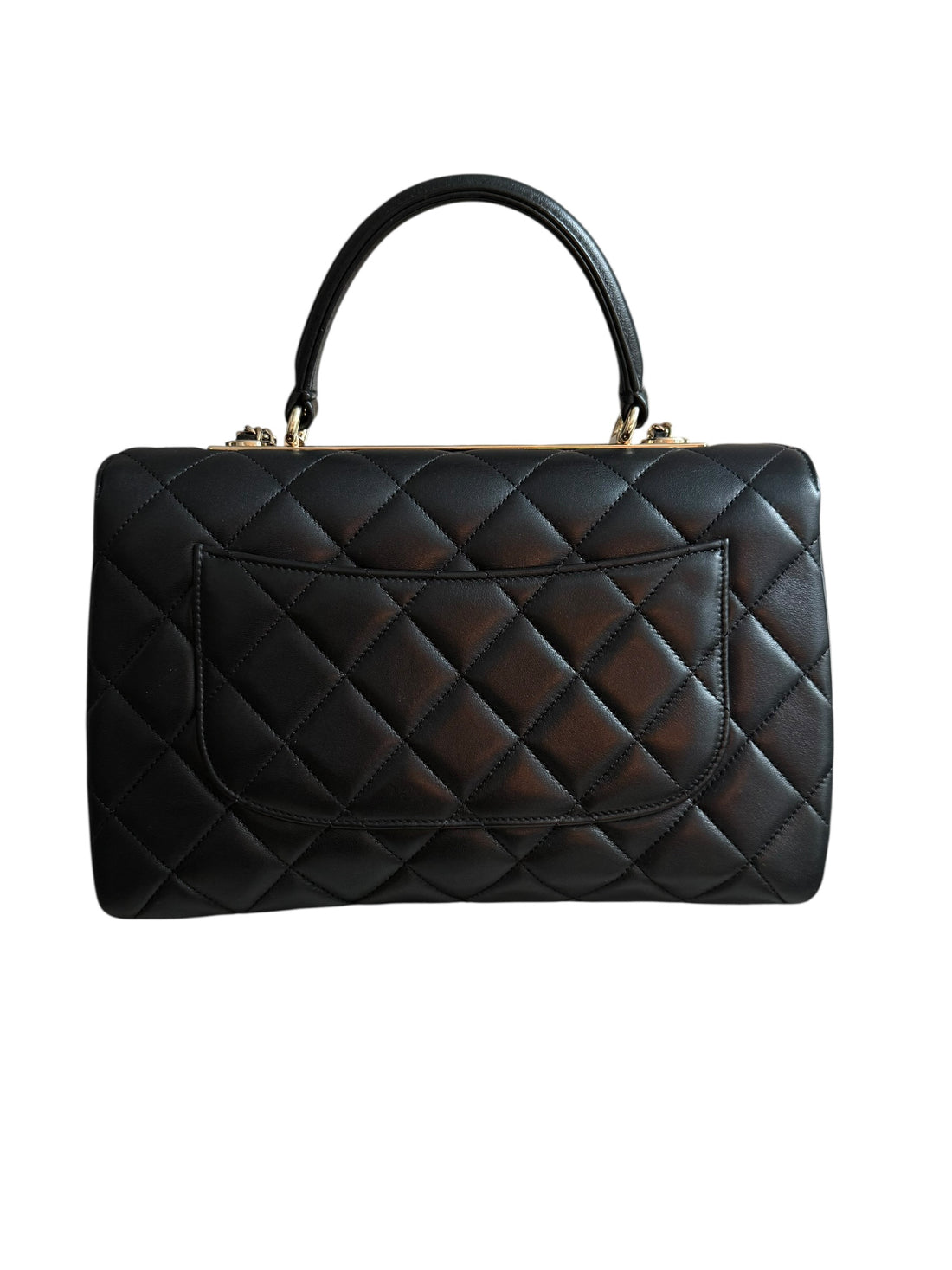 Chanel Trendy CC mit Griff aus schwarzem Lammleder und goldfarbener Hardware