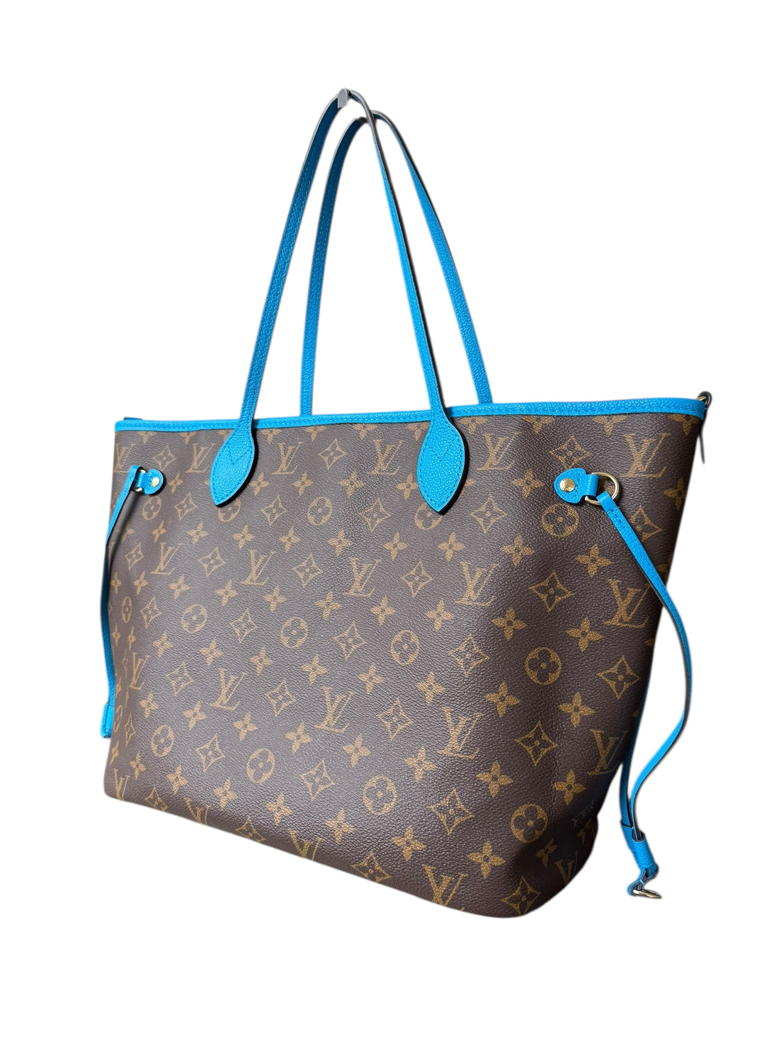 Louis Vuitton Neverfull Inside Out MM wendbare Variante mit Schulterriemen in der Farbe Gaston Blue