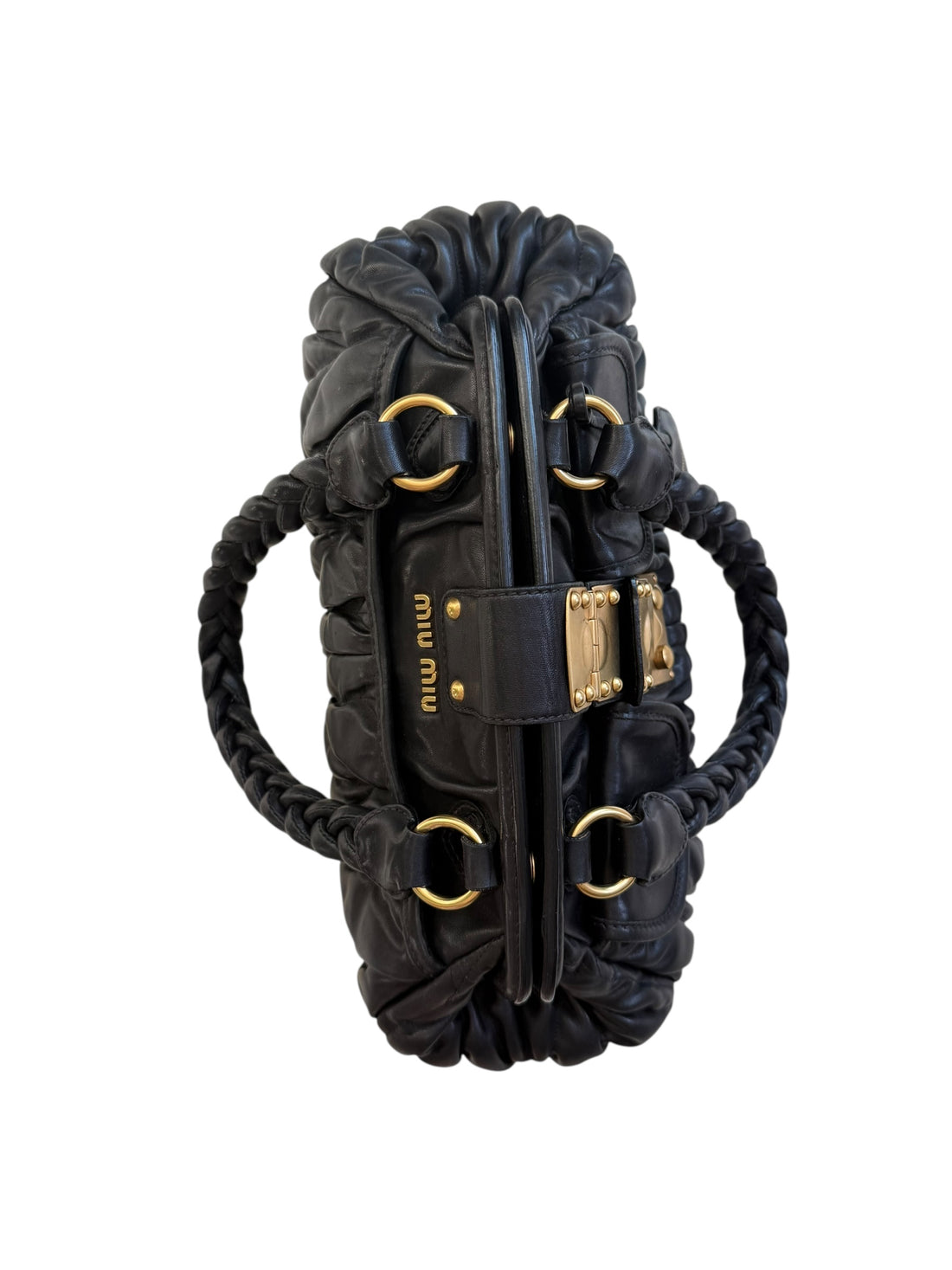 MIU MIU Schultertasche aus weichem schwarzem Matelassé Lammleder