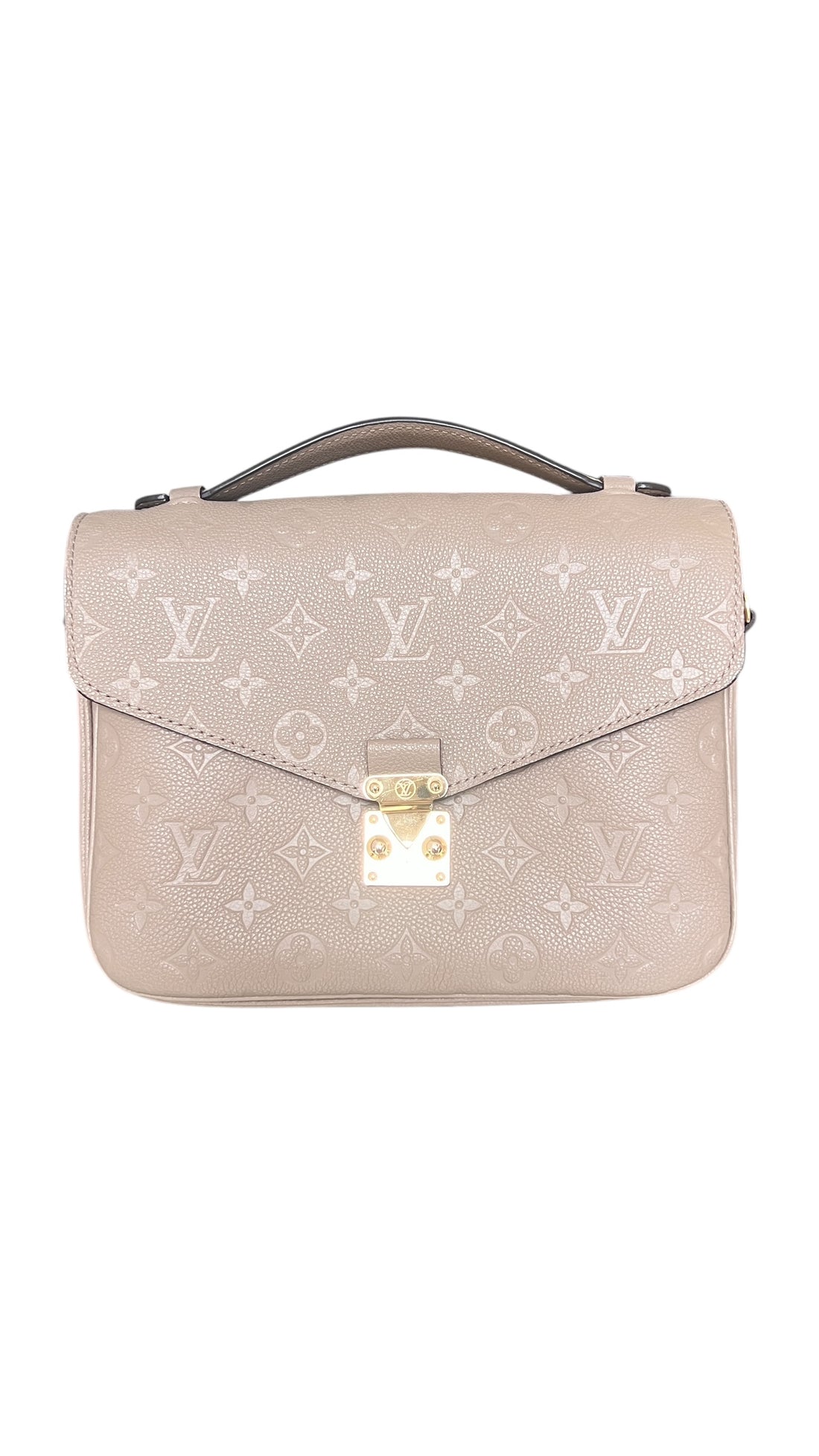 Louis Vuitton Metis Pochette in tourterelle Empreinte Leder