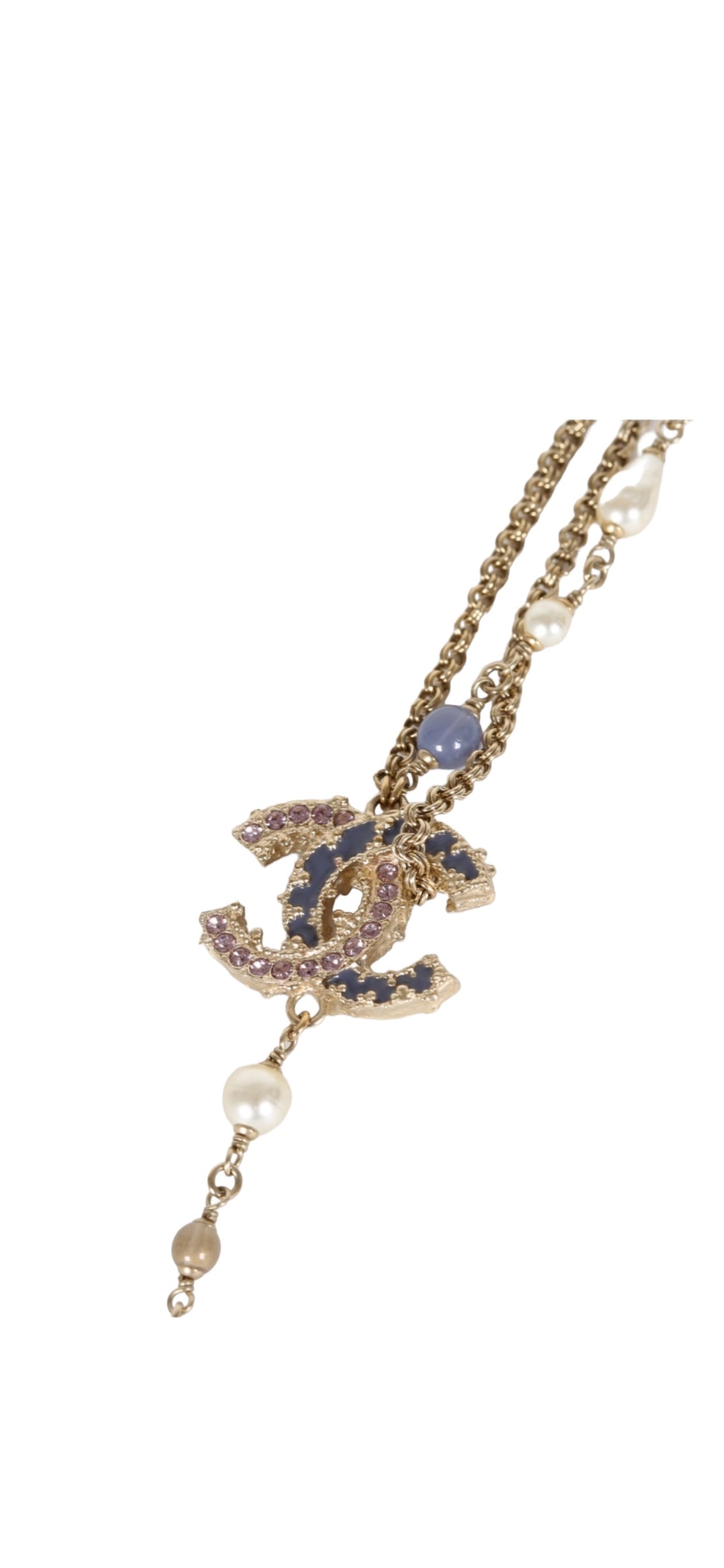 Chanel Kette Halskette mit Perlen und CC Logo