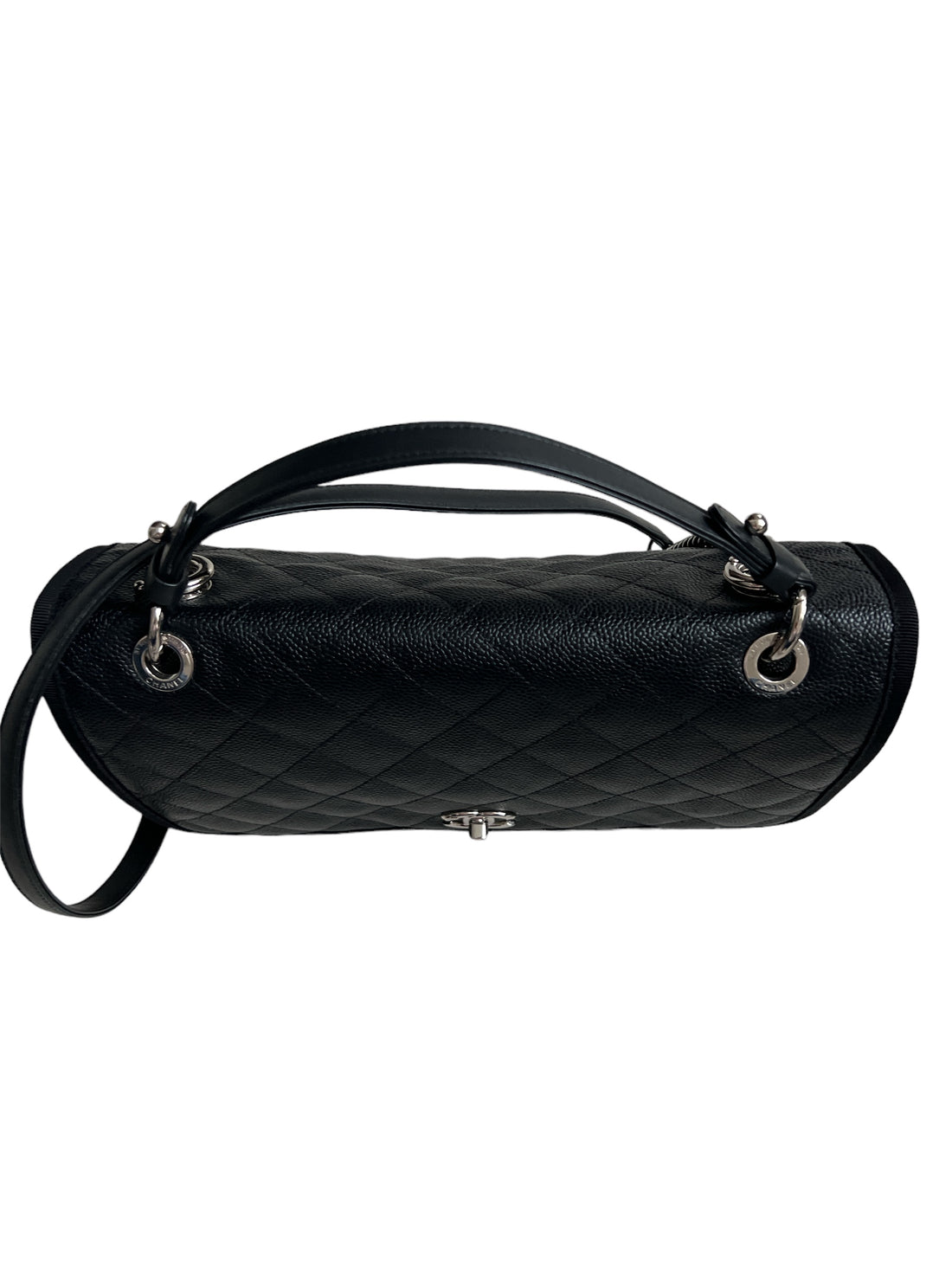 Chanel Coco Handle Flap Bag aus schwarzem Kaviarleder