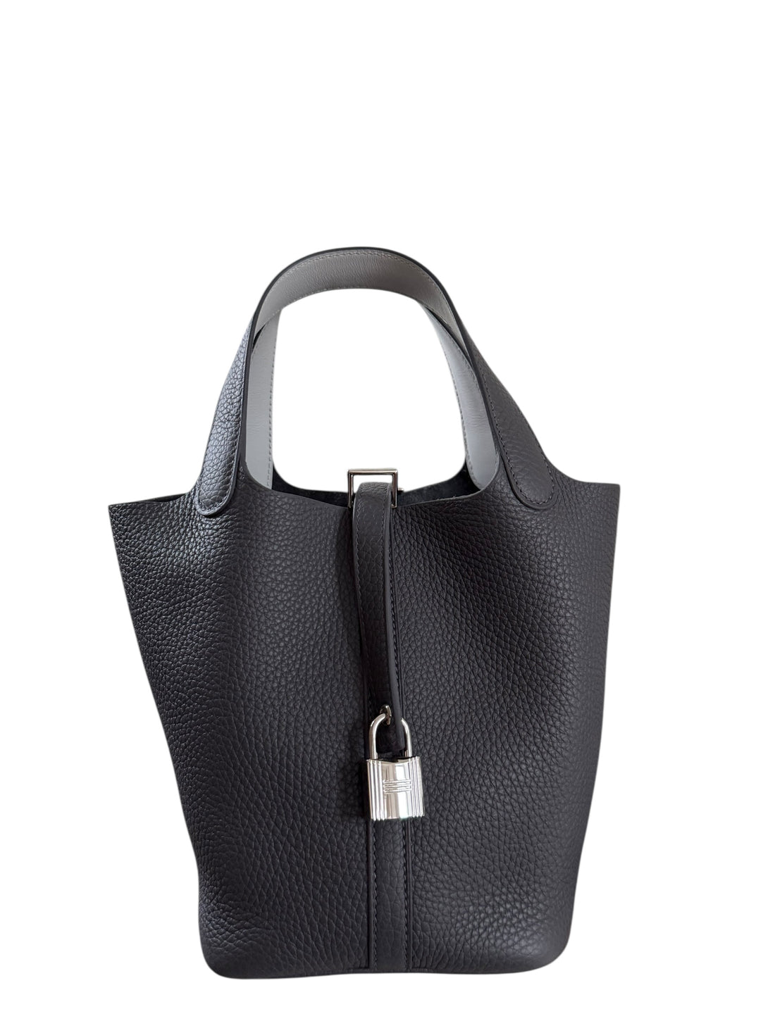 Hermès Picotin 18 Eclat in Ardoise / Gris Platine aus Taurillon Clemence Leder.