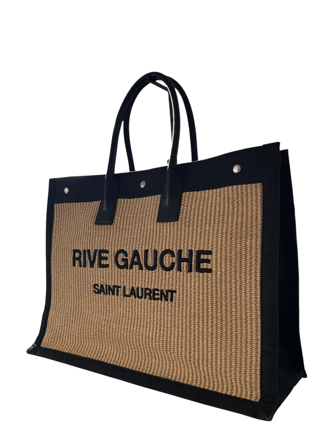 YSL Saint Laurent Rive Gauche Shopper Totebag aus Canvas (Leinen) und Ledergriffen