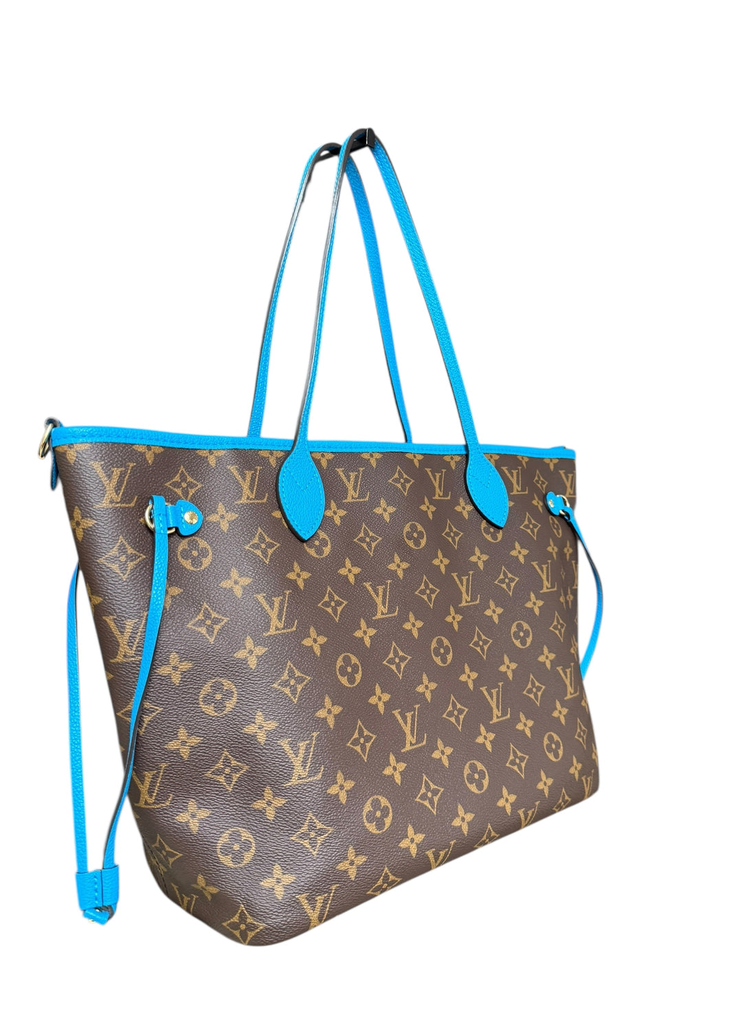 Louis Vuitton Neverfull Inside Out MM wendbare Variante mit Schulterriemen in der Farbe Gaston Blue