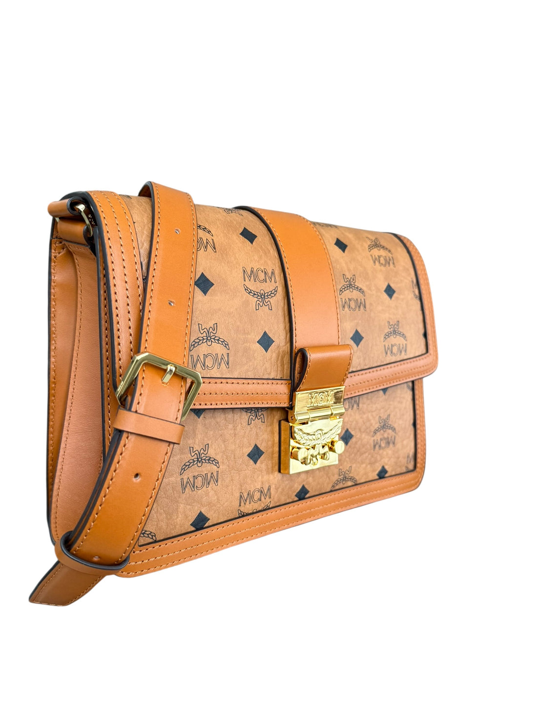 MCM TRACY Umhängetasche aus Visetos in der Farbe Cognac / Schwarz.