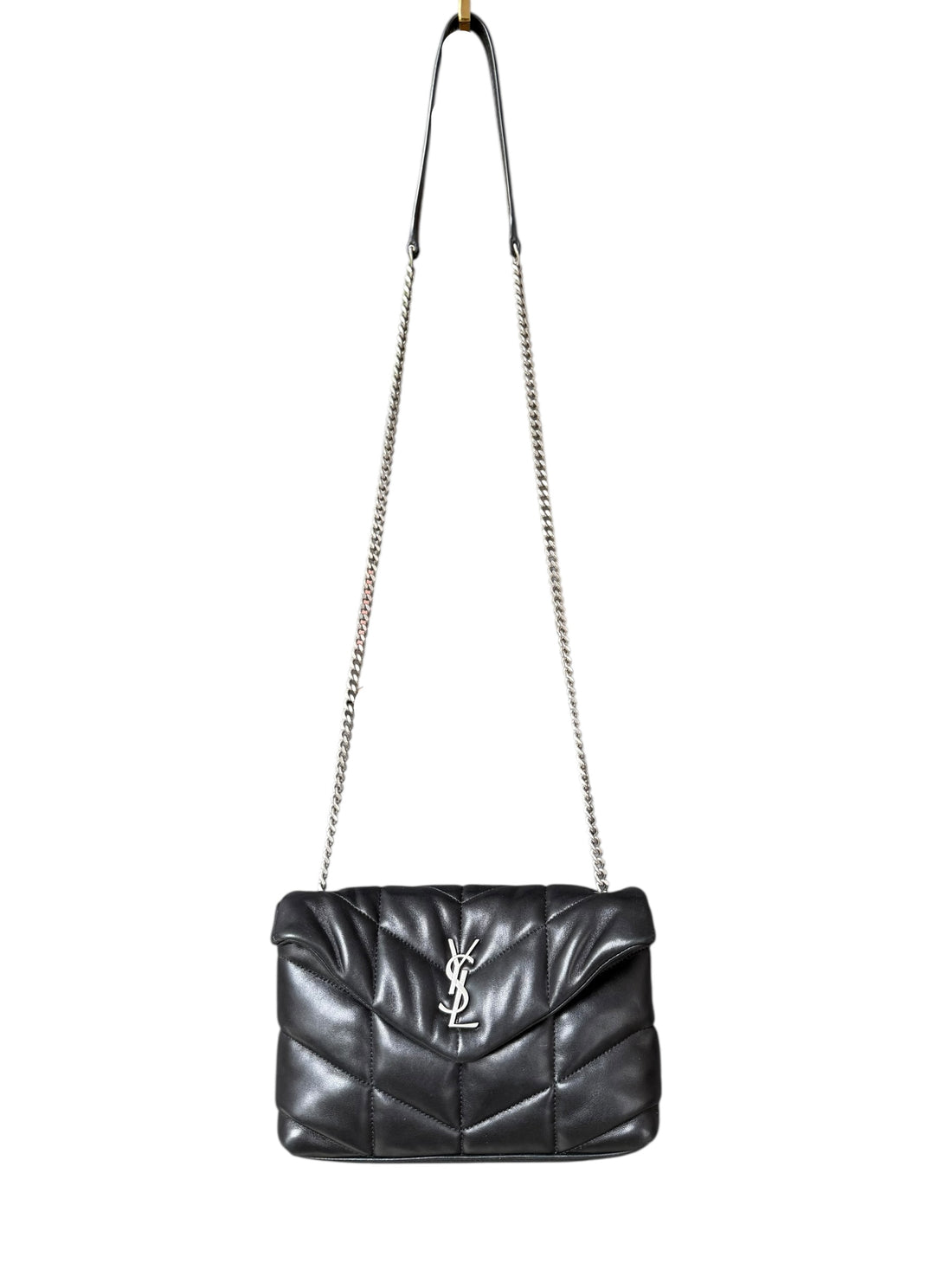YSL Saint Laurent Puffer Mini aus schwarzem Lammleder