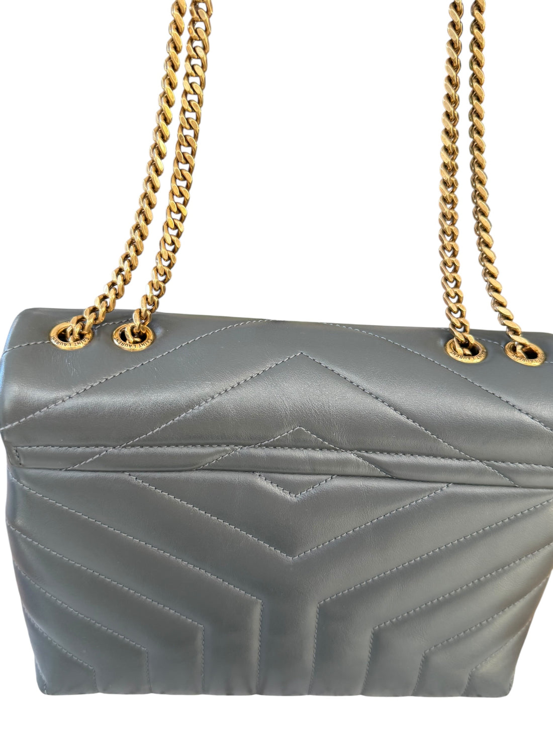 YSL Saint Laurent Loulou small grau mit goldfarbener Hardware
