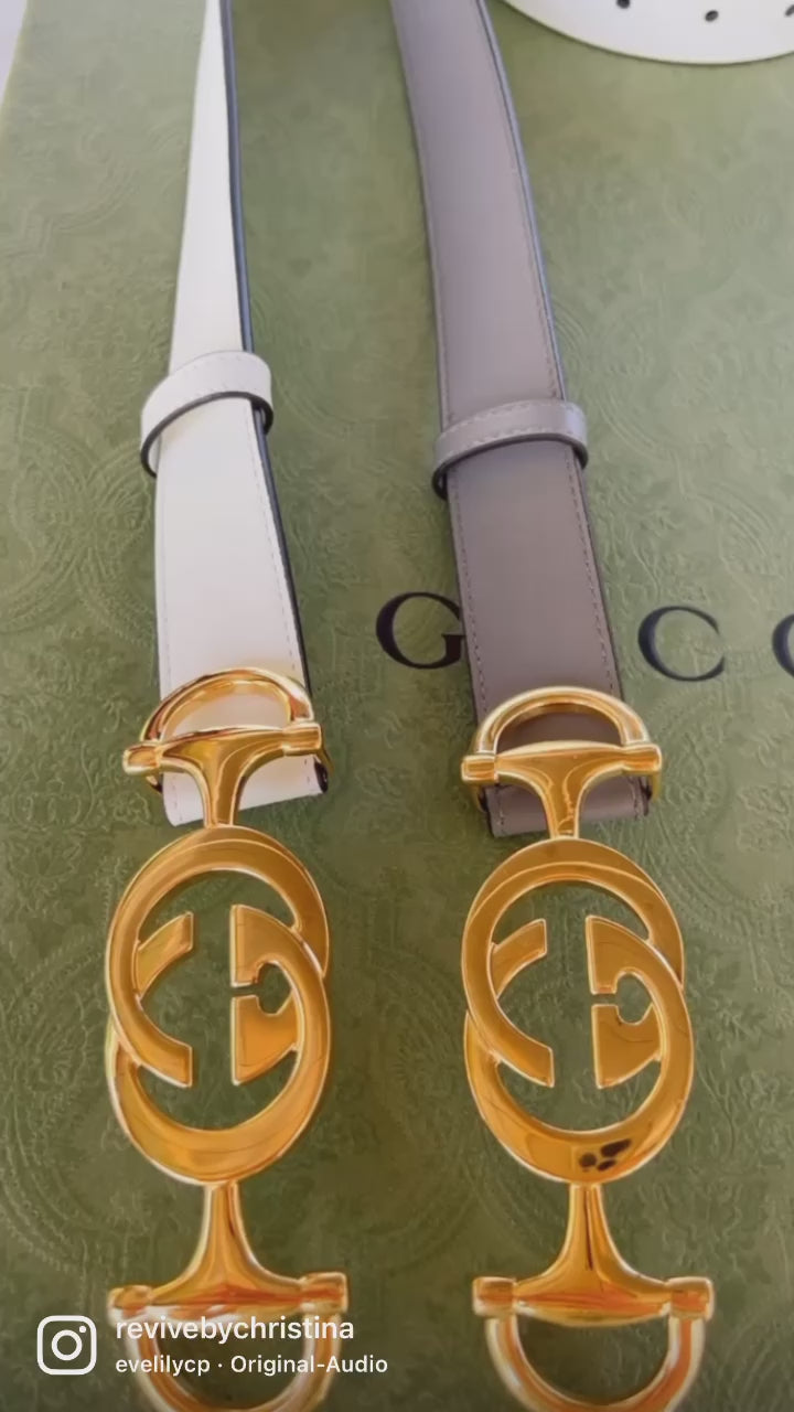 Gucci Gorsebit Buckle Gürtel grau